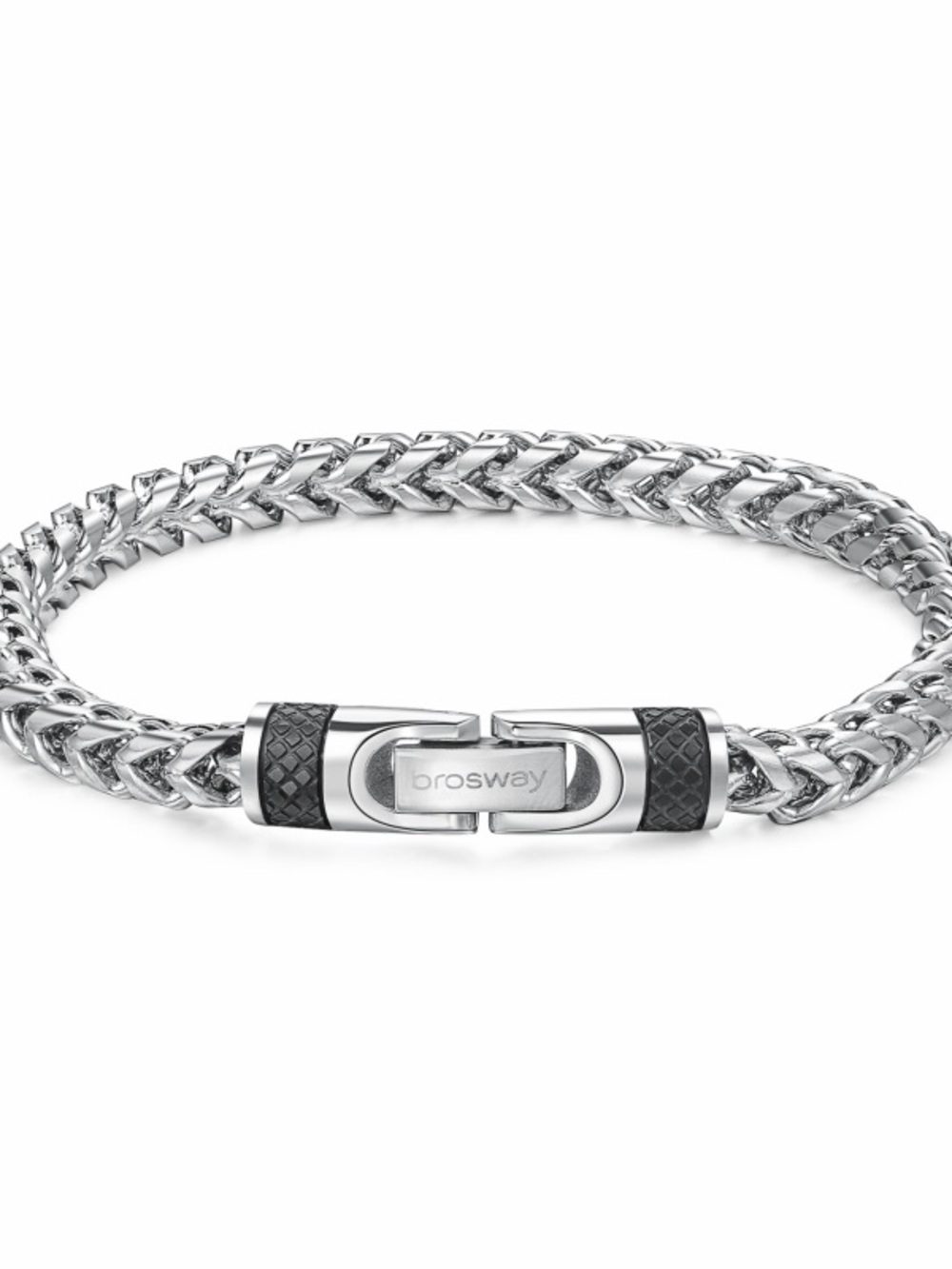 BROSWAY — FRANCO CHAIN BRACELET — SILVER & BLACK